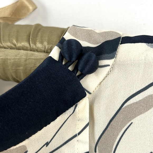 The Cause Collection Silk Sleeveless Mini Dress Ivory Abstract Bird Print size S - Picture 4 of 11